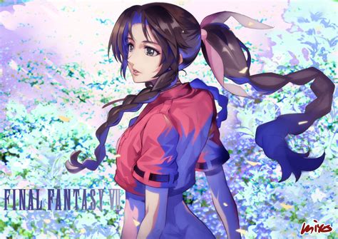 aerith gainsborough black eyes black hair braids final fantasy final fantasy vii long hair miyo