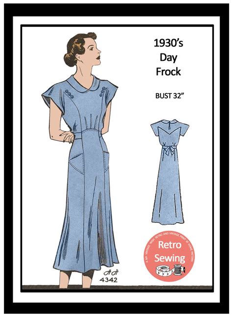 1930s Tea Frock Ready Printed Sewing Pattern Bust 32 Etsy 1930s