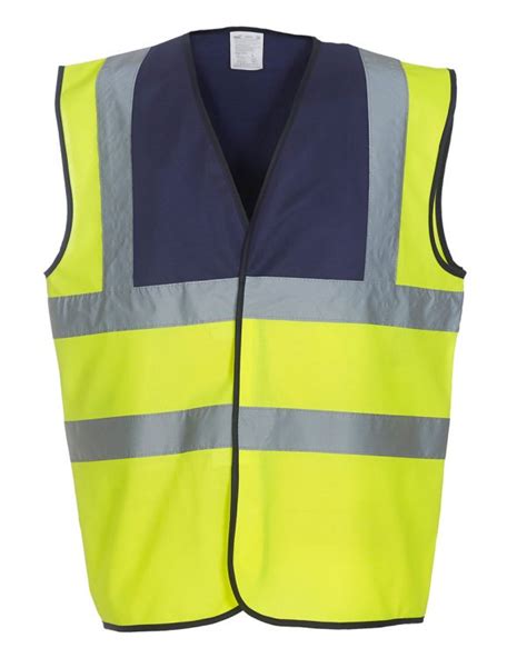 This vest is filled with lightweight, warm flwrdwn™ and the outer shell is made from nylon with enhanced degradation. Navy Blue & Yellow Two Tone Hi Vis Coloured Waistcoats ...