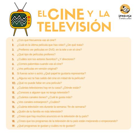 Cuestionario Cine Y Televisión Vocabulario Español Ejercicios Para