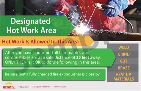 Designated Hot Work Areas Poster Riskwise