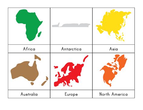Africa asia europe antarctica australia north america south america. Montessori World Map Free Printable | Free Printable A to Z