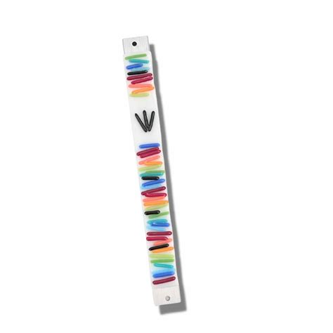 Fused Glass Mezuzah Case Rainbow