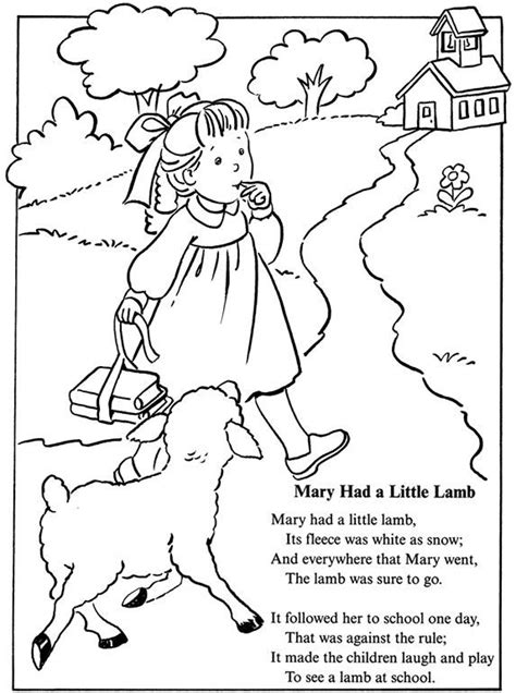 Mary Had A Little Lamb Nursery Rhyme Coloring Sheet Worksheets Samples