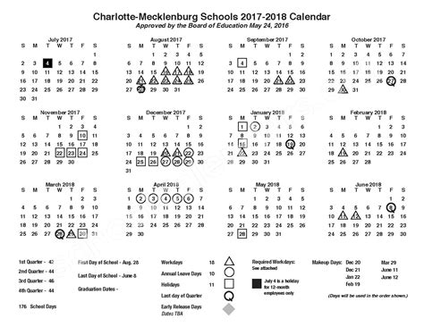 2017 2018 Academic Calendar Charlotte Mecklenburg Schools