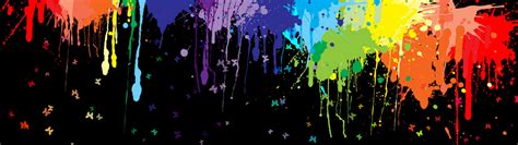 Paint Splatter Colorful Multiple Display Butterfly Wallpapers Hd