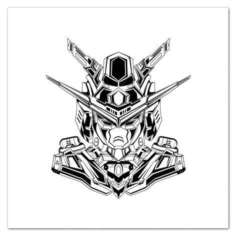 Premium Vector Black And White Hand Drawn Illustration Mecha Gundam