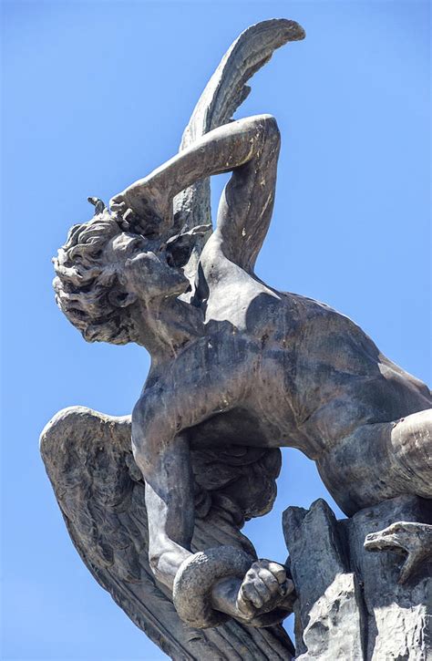Spain Madrid Fallen Angel Sculpture In Retiro Park Photograph By