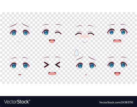 Emotions Blue Eyes Of Anime Manga Girls Royalty Free Vector