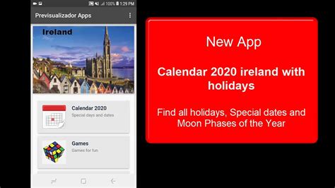 Calendar 2020 Ireland With Holidays Youtube