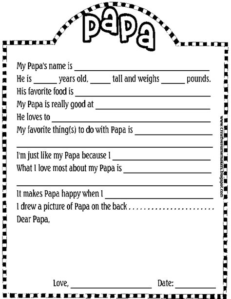 Papa Questionnaire For Fathers Day Free Printable Ideas For The
