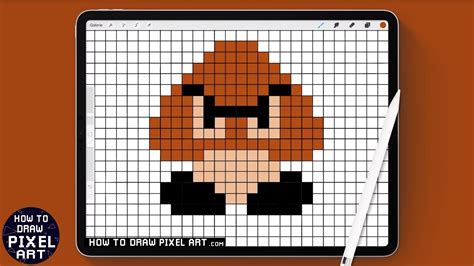How To Draw Goomba Pixel Art Tutorial Super Mario Bros クリボー Procreate