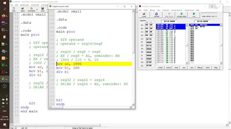 Div Instruction Assembly Language On Intel 8086 Youtube