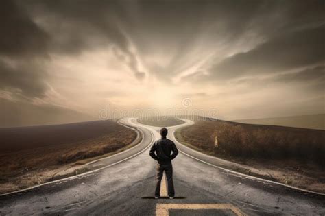 Person On The Winding Road To Success Amidst Blurred Nature Background