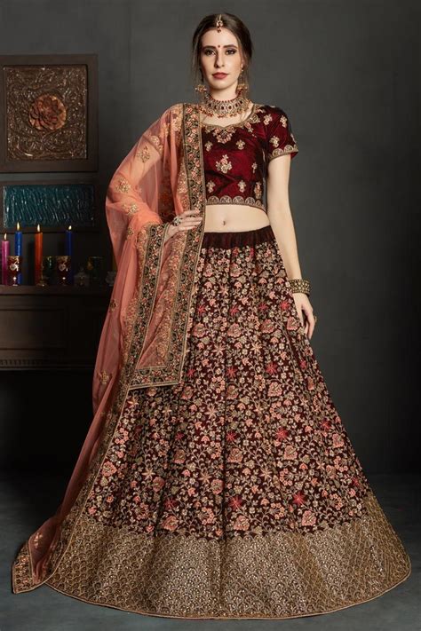 get totally occasion ready in this stunning lehenga by glamourental featuring a maroon and