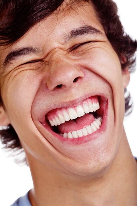 Happy Laughing Face Closeup Stock Photo Image Of Male Open 35333060