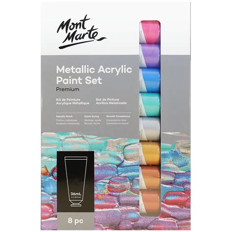Metallic Acrylic Paint Set Premium 8pc X 36ml 1 2oz Picasso Art And Craft