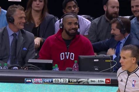 Watch Drake Provide Nba Commentary At A Toronto Raptors Game Complex