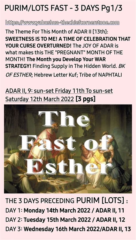 Taanit Estherthe Fast Of Esther 2022 Monday 14th To Wednesday 16th