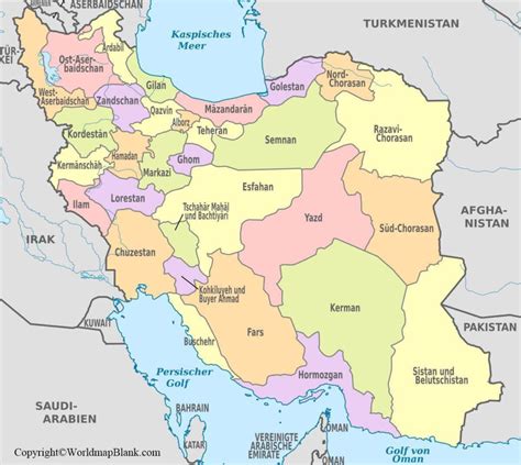 Iran's landscape is dominated by rugged mountain ranges that separate. Labeled Map of Iran | World Map Blank and Printable