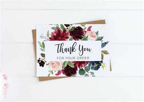 Thank you for your business. Thank You For Your Order Card - Review Request Card - Printable - Dual Side Or Fold Card ...