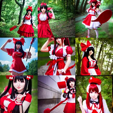 A Professional Cosplay Of Reimu Hakurei Cinematic Stable Diffusion