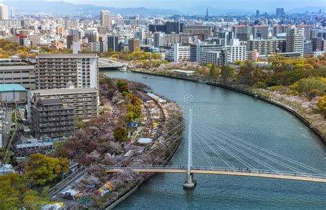 Aerial View Of Osaka City From Sky Building Bird Eye View Of Cityscape