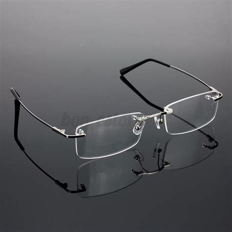 New Rimless Glasses Rx Optical Eyeglasses Memory Titanium Spectacles Frame Men Ebay