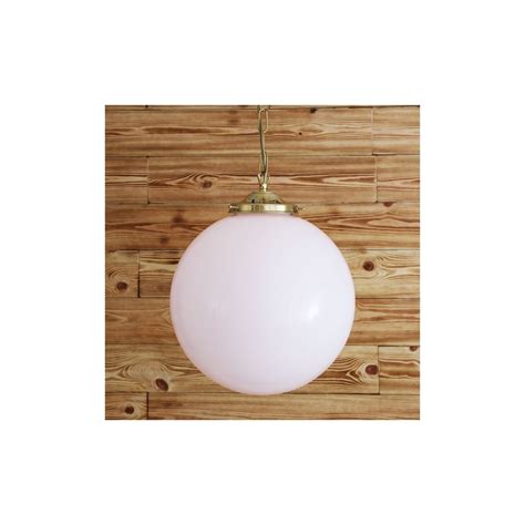 Classic vintage rustic style pendant light ceiling fixture. Opal Glass Globe Polished Brass Ceiling Light Lighting and Lights UK