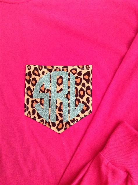 Long Sleeve Monogram Cheetah Print Pocket T Shirt Womens Womens
