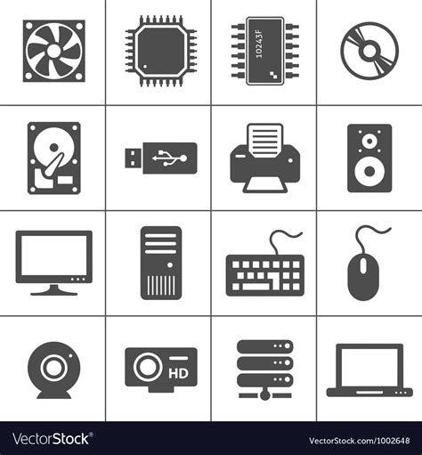 Computer Hardware Icons Royalty Free Vector Image