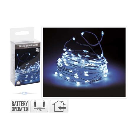 40 Led Battery Operated Silver Wire White Lights Daiso Japan Middle East