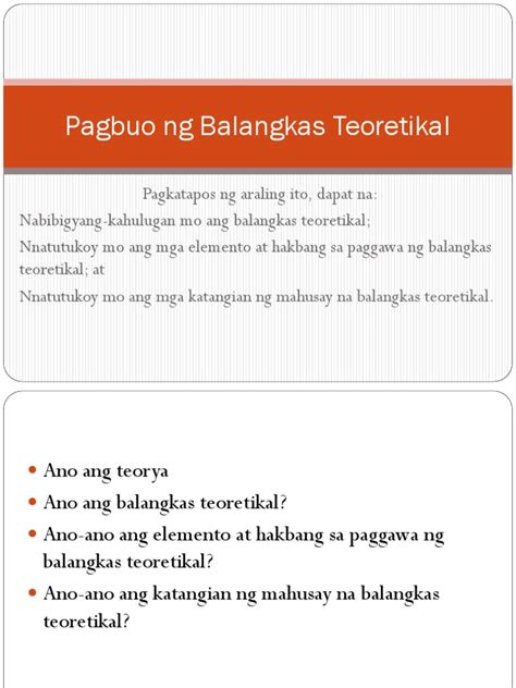 Ano Ang Kahulugan Ng Batayang Teoretikal