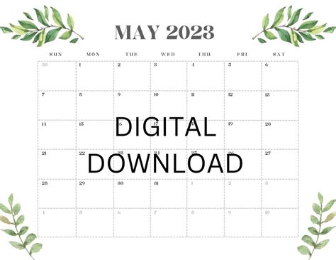 Minimalist Botanical Themed Monthly Calendar For 2023 Digital Etsy