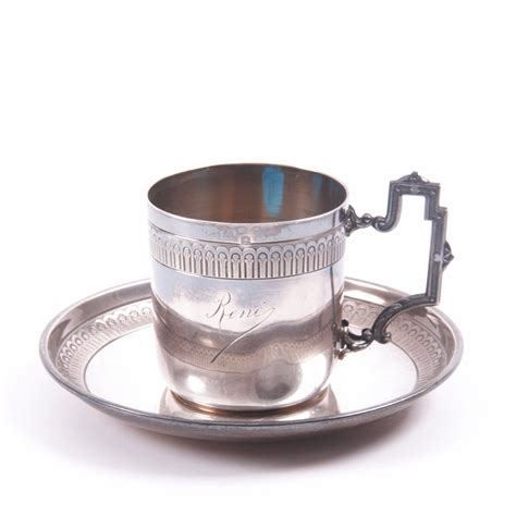 French Silver Tea Cup And Saucer Antique Weapons Collectibles Silver