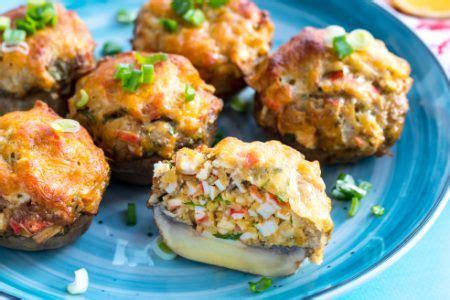 An easy and elegant appetizer that can be assembled ahead of time! Crab stuffed mushroom caps | Crab cakes, Stuffed mushrooms ...