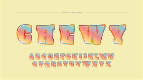 Chewing Gum Juicy Abstract Gradient Text Effect Font Cute Pastel Style