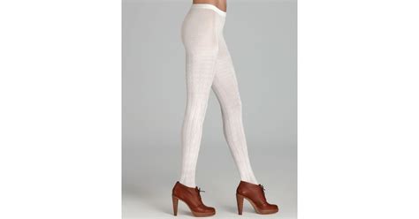 hue cable sweater tights in ivory white lyst