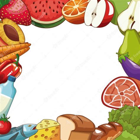 Conjunto De Dibujos Animados De Alimentos Saludables Vector Premium