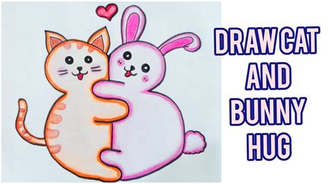 Cute Animals Hugging Drawing