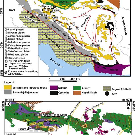 A Simplified Geological Map Of Iran Modified From St Cklin And
