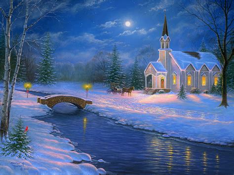 Church On Winter Night By Abraham Hunter Image Abyss
