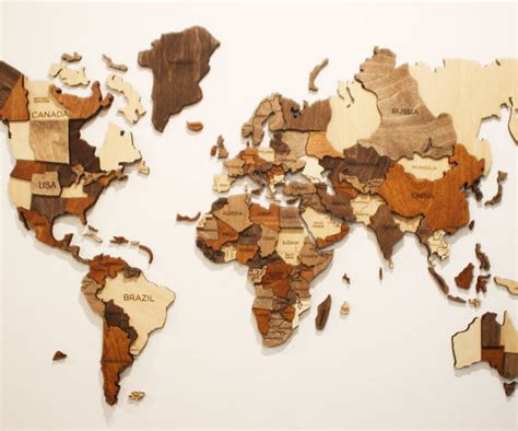 3d Wooden World Map