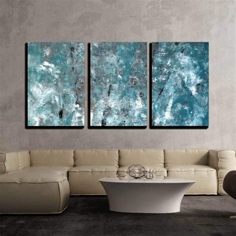 Wall26 3 Piece Canvas Wall Art Teal And Grey Abstract Art Painting