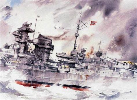 Battleship Bismarck Naval Paintings And Drawings