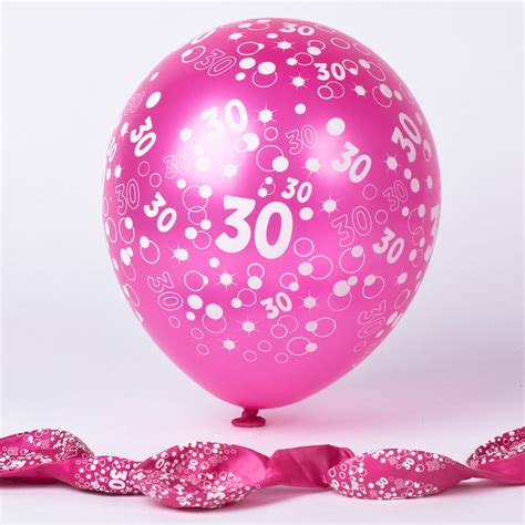 Buy Metallic Pink Circles 30th Birthday Helium Latex Balloons Pack Of
