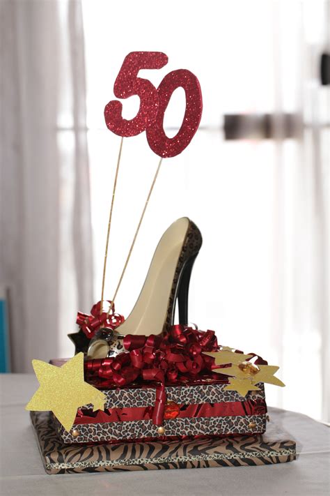 50th Birthday Leopard Shoe Centerpiece 50th Birthday Party Themes 50th Birthday Decorations