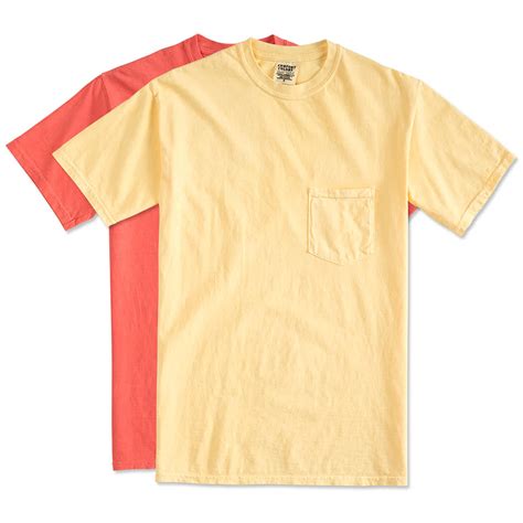 Custom Comfort Colors 100 Cotton Pocket T Shirt Design Short Sleeve