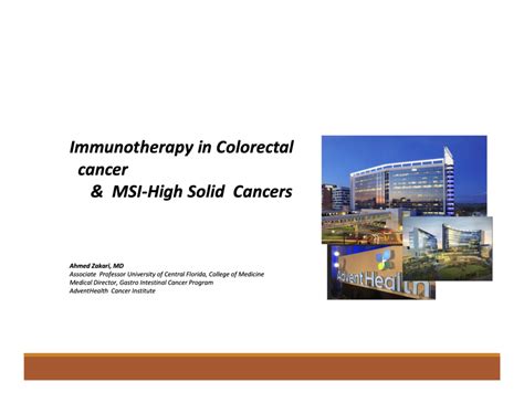 Immunotherapy In Colorectal Cancer And Msi High Solid Cancers — The