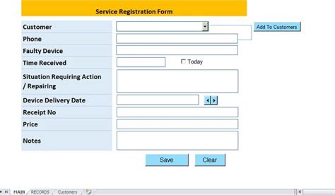 Service Product Registration Form In Sheet 2021